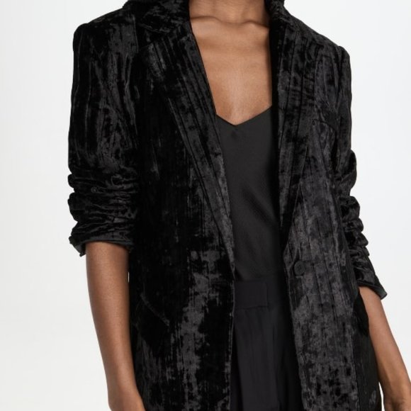 Endless Rose Crushed Velvet Blazer Black Size Small - Picture 2 of 6